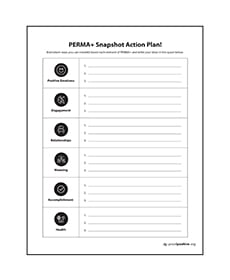 PERMA+ Snapshot Action plan