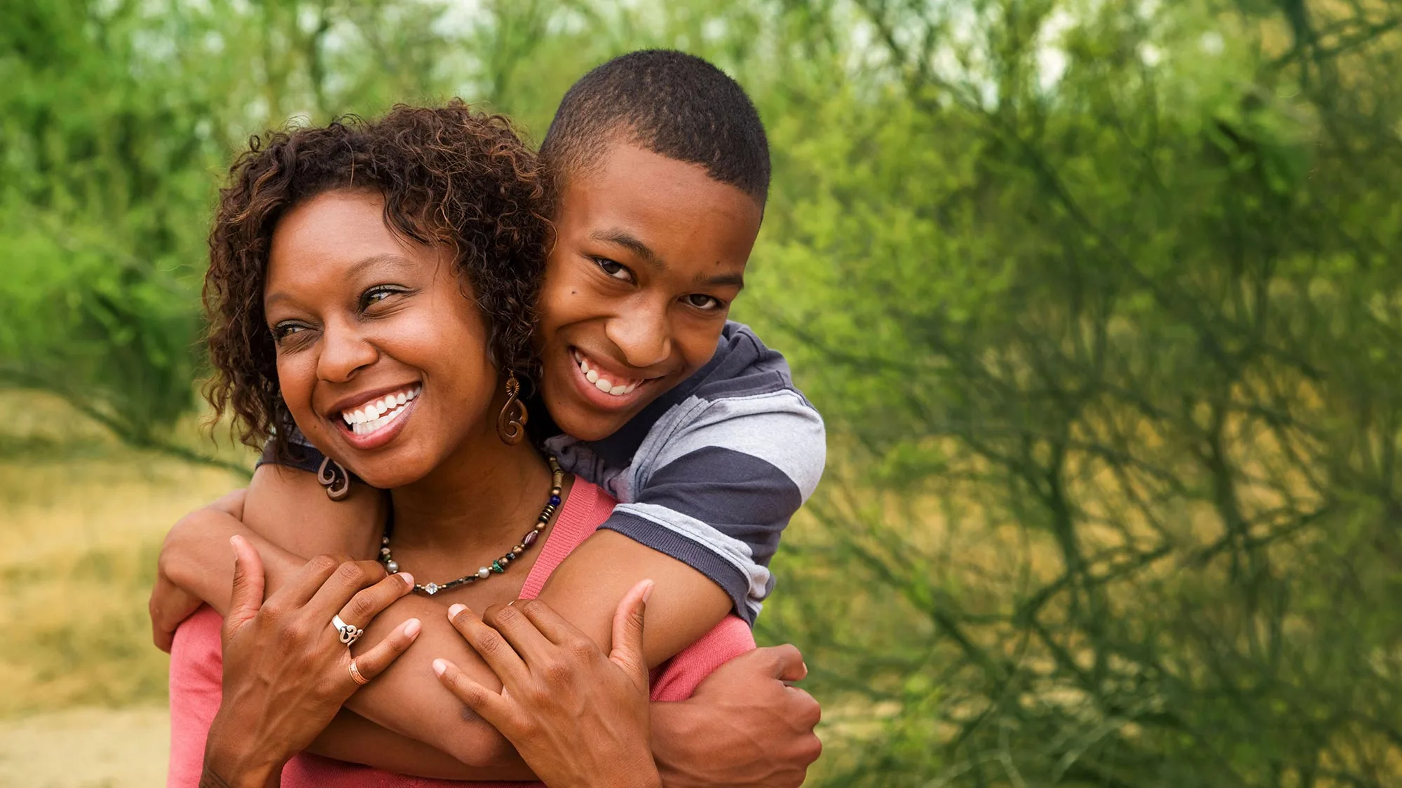 A mother and child embracing