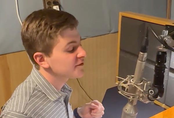 Sebastian recording voiceover