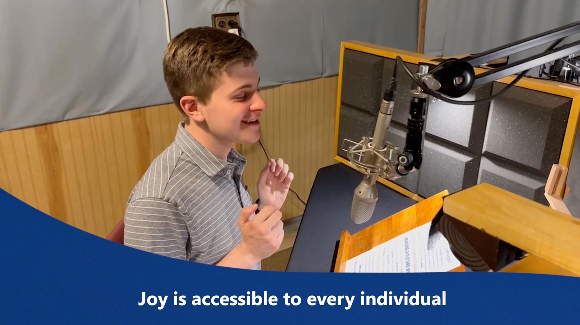 Sebastian recording a voiceover