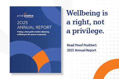 2025.12_400x293_AnnualReport_BlogArt Annual Report in a blue box with "Wellbeing is a right, not a privilege. Read Proof Positive's 2025 Annual Report"