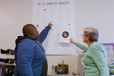 400x293_CS Two people are pointing to character strengths on a poster