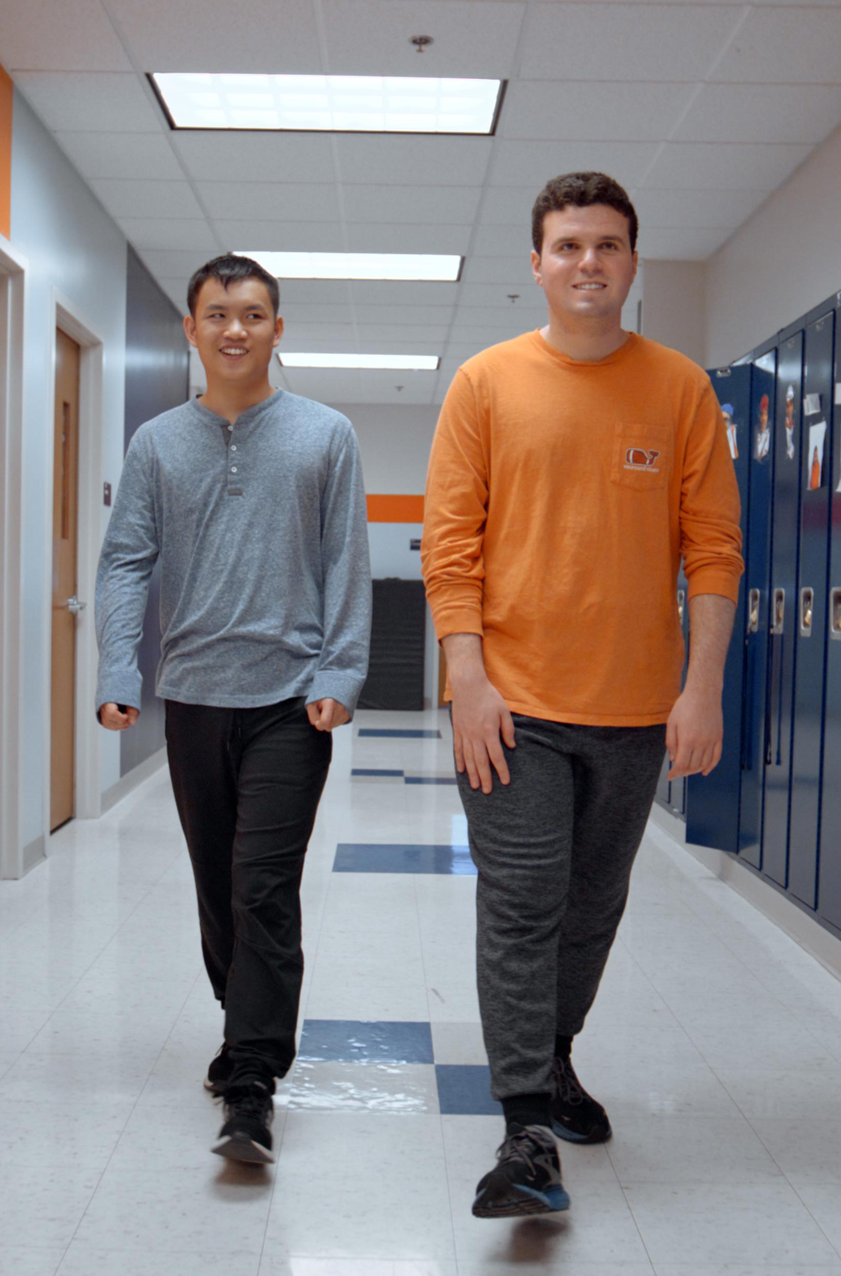 boys in school hallway